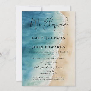 We Eloped Watercolor Ocean Beach Elopement Wedding Invitation