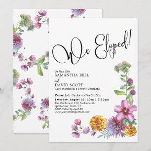 We Eloped Watercolor Wildflowers Reception Invitation