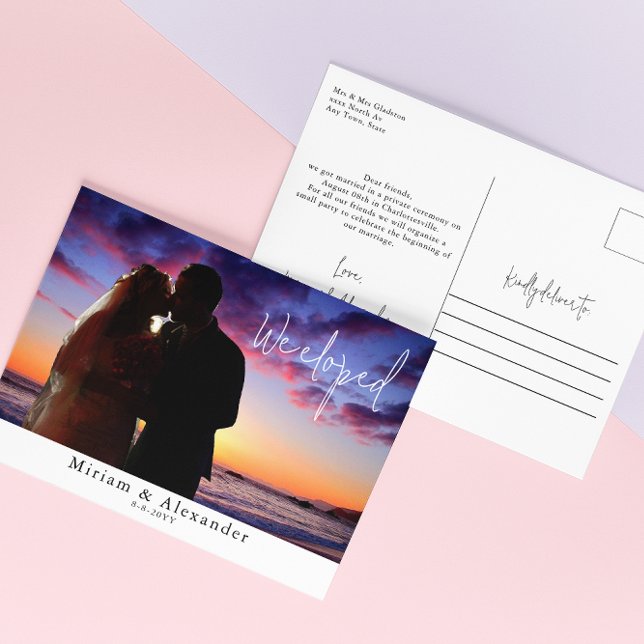 We eloped Wedding announcement Postcard (Creator Uploaded)