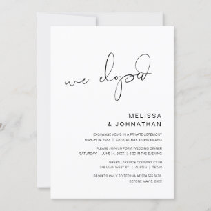 We Eloped, Wedding Elopement Party Invitation