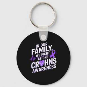We Fight As One Heartbeat Purple Ribbon Crohns Awa Key Ring