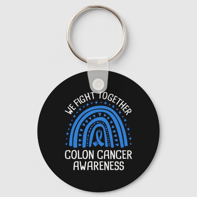 We Fight Together Colon Cancer Awareness Long Slee Key Ring (Front)