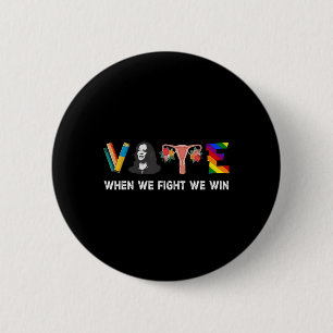 We Fight We Win Vote For President Kamala Harris W 6 Cm Round Badge