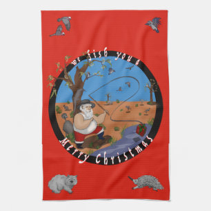 We fish you a Merry Christmas - Aussie tea towel