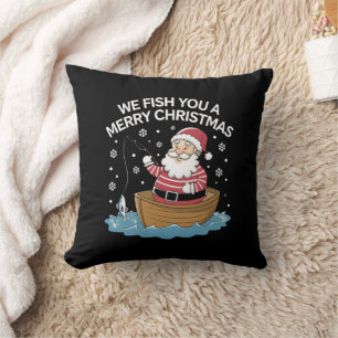 We Fish You A Merry Christmas Fisherman Fishing Cushion