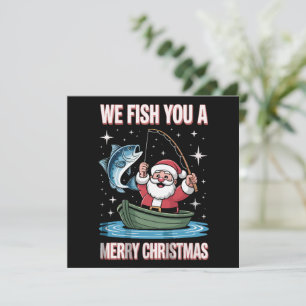 We Fish You A Merry Xmas Fisherman Fishing Santa Invitation
