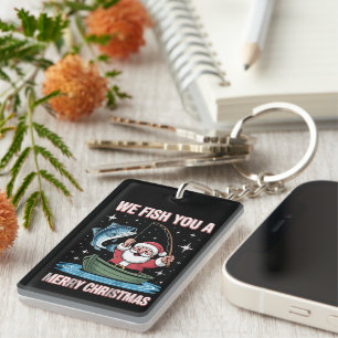We Fish You A Merry Xmas Fisherman Fishing Santa Key Ring