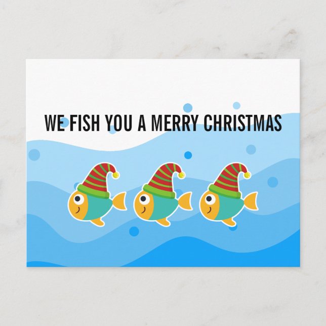 WE FISH YOU ARE MERRY CHRISTMAS HOLIDAY CARD (Front)