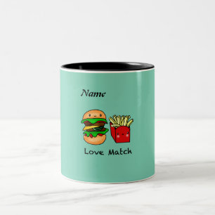 We go together like burger and fries personalised Two-Tone coffee mug