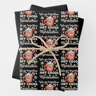 We Go Together Like Hot Cocoa Marshmallows XmasWe  Wrapping Paper Sheet