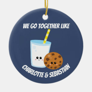 We go together like milk and cookies personalised ceramic tree decoration