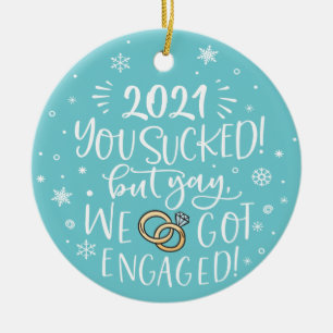 We got engaged fun with photo ceramic tree decoration