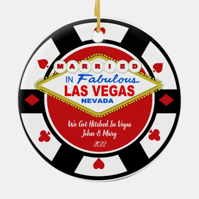 We Got Hitched in Vegas Ornament (Back)