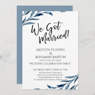 "We Got Married!" Blue Leaves Reception-Only Invitation
