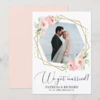 We Got Married Blush Floral Eloped Announcement
