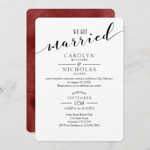 We Got Married Burgundy Watercolor Wedding Party Invitation