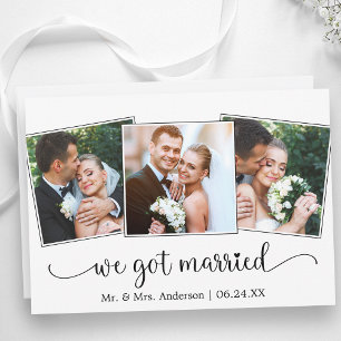 We Got Married Calligraphy Heart 3 Photo Announcement