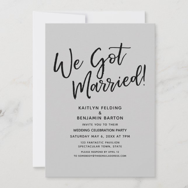 We Got Married! Casual Light Grey Simple Reception Invitation (Front)
