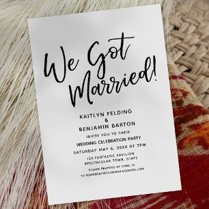 "We Got Married!" Casual Script Wedding Reception Invitation