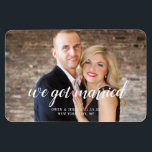 We Got Married Couple Photo Wedding Announcement Magnet<br><div class="desc">Announce your marriage after your special event this elegant wedding announcement magnets are simple and quick to order. Using modern calligraphy text easily personalised to send your bliss far and wide.</div>