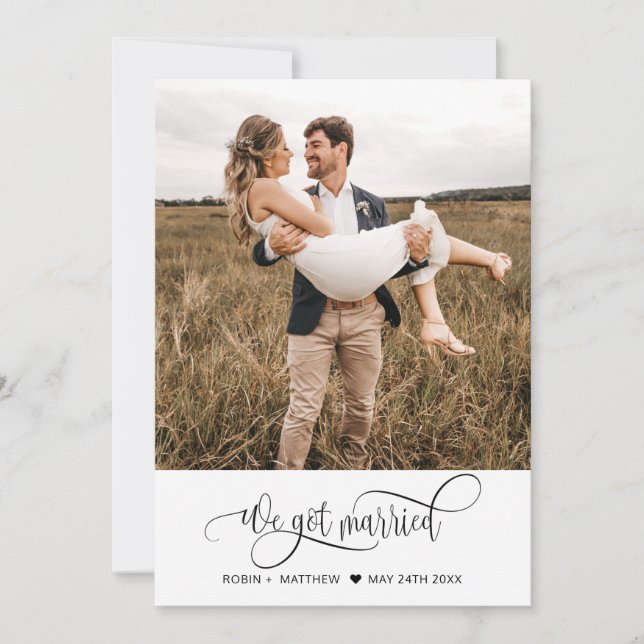 We Got Married, Elegant Photo Wedding Announcement (Front)