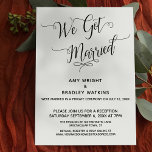 "We Got Married" Elegant Post-Wedding Reception Invitation<br><div class="desc">This simple, elegant card was designed to invite your friends and family to your wedding reception or party held some time after the marriage ceremony itself. The foundation is a solid white background that can be changed to any colour you like. Using a swirling, modern script font, I've created a...</div>