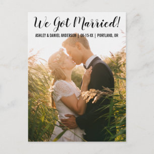 We got married elopement announcement postcard BT