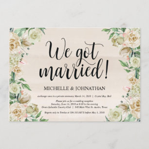We got married Elopement Reception Invitation Card