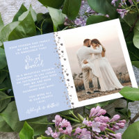 We Got Married Glitter Heart Photo Blue White