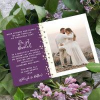 We Got Married Glitter Heart Photo Eggplant Gold