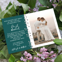 We Got Married Glitter Heart Photo Teal Silver