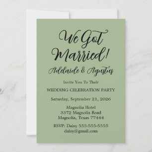 We Got Married Green Invitation