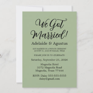 We Got Married Green Wedding Reception  Invitation
