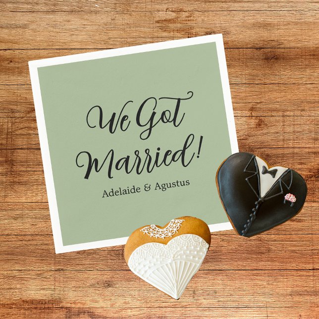 We Got Married Green Wedding Reception  Napkin (Creator Uploaded)