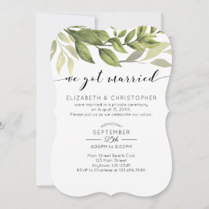 We Got Married Greenery Wedding Elopement Invitation