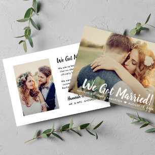 We Got Married Modern Script Custom Photo Wedding Announcement