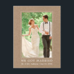 We Got Married Modern Simple Announcement Kraft Postcard<br><div class="desc">Modern Minimalist Simple We Got Married Wedding Photo Wedding Announcement Kraft Postcard</div>