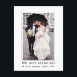 We Got Married Modern Simple Announcement Postcard<br><div class="desc">Modern Minimalist Simple We Got Married Wedding Photo Wedding Announcement Postcard</div>