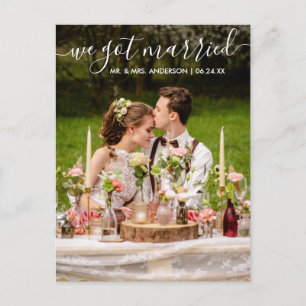 We Got Married Modern Trendy Script Photo Postcard