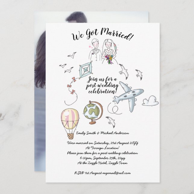 We Got Married - PHOTO Wedding Reception Invites (Front/Back)