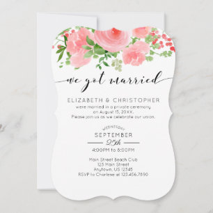 We Got Married Pink Floral Wedding Elopement Invitation