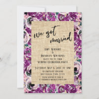 We Got Married Pink Painted Floral Burlap Party