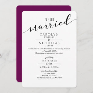 We Got Married Plum Purple White Wedding Party Invitation
