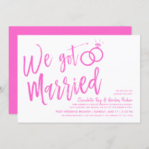 We Got Married Post Wedding Brunch Pink Invitation