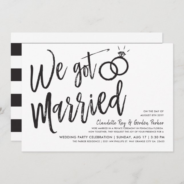 We Got Married | Post Wedding Party Event Invitation (Front/Back)