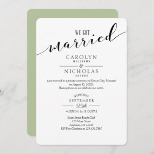 We Got Married Sage Green White Wedding Party Invitation