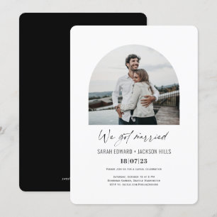 we got married Simple Arch Photo elopement Invitat Invitation