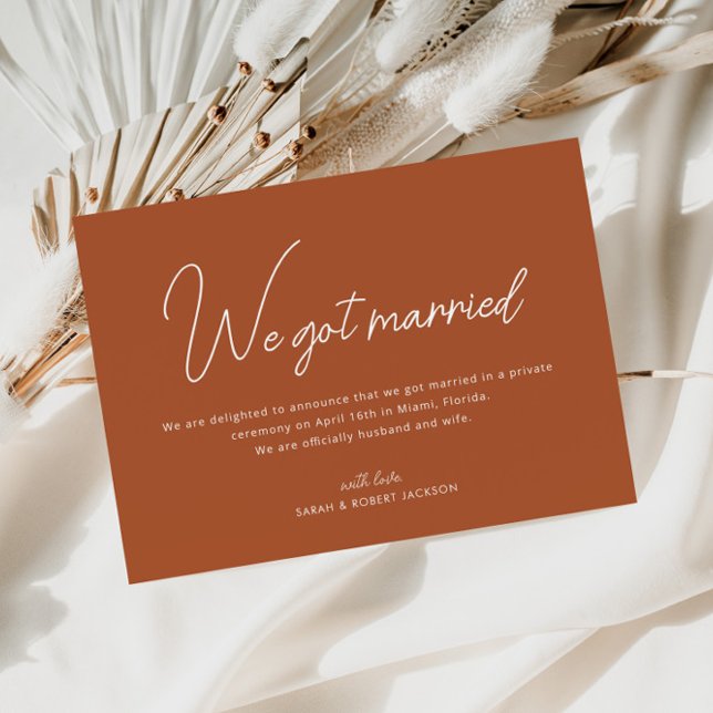 We got married terracotta wedding announcement (Creator Uploaded)