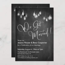 We Got Married Typography Edison Lights Chalkboard