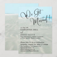 We Got Married Typography Rippled Sand Aqua Water